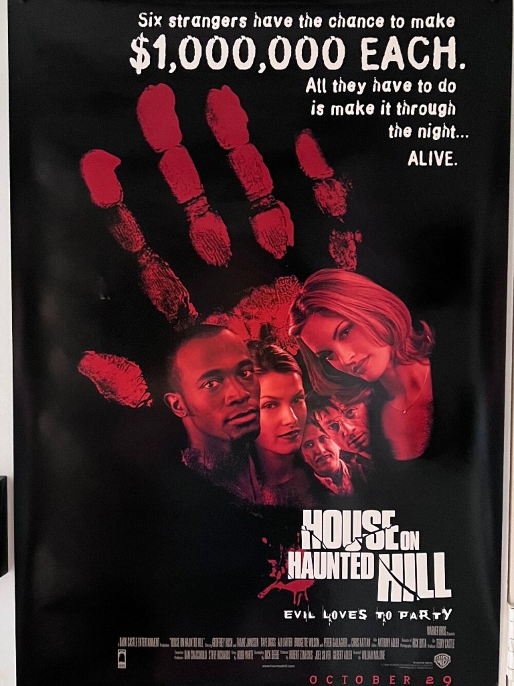 HOUSE ON HAUNTED HILL (1999) - ORIGINAL DOUBLE SIDED MOVIE POSTER